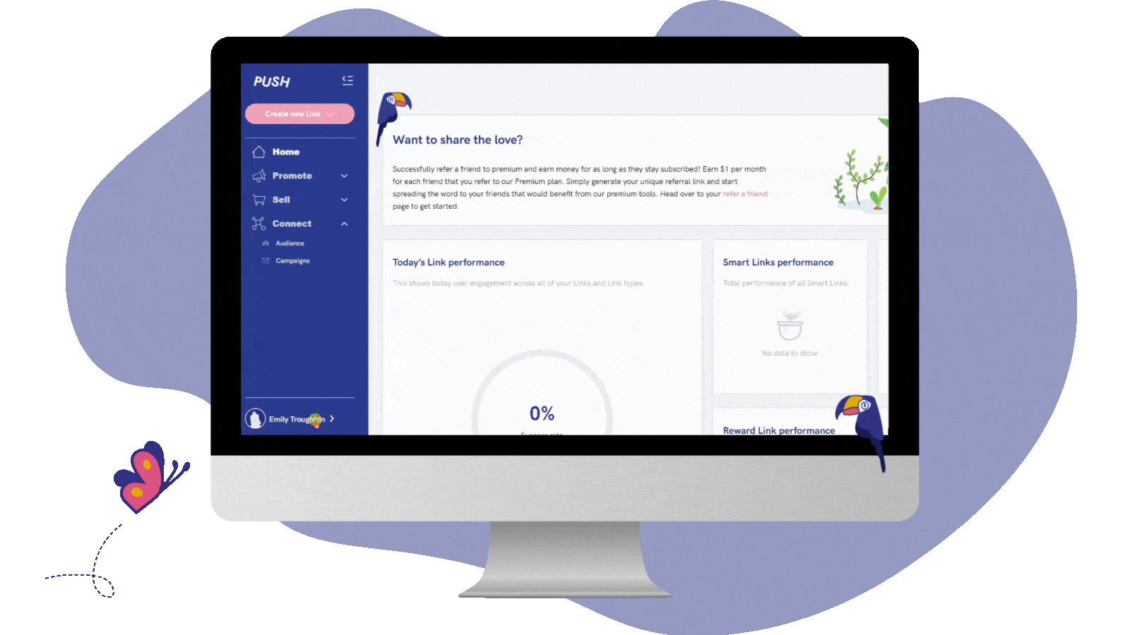 Mailchimp and Kit integration - sync your PUSH.fm mailing lists with your email marketing platform. GIF showing how to integrate Kit.