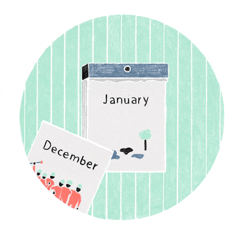 A 12-month creative music challenge. GIF of a calendar flying through.