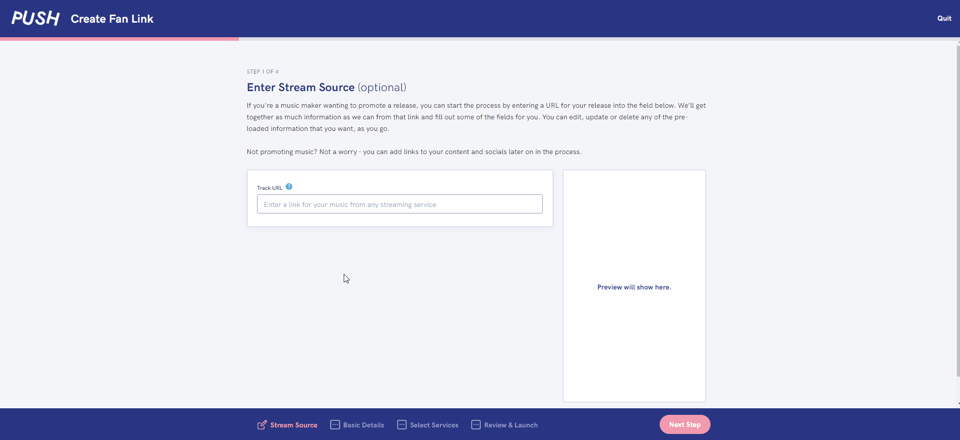 Creating a PUSH Fan Link