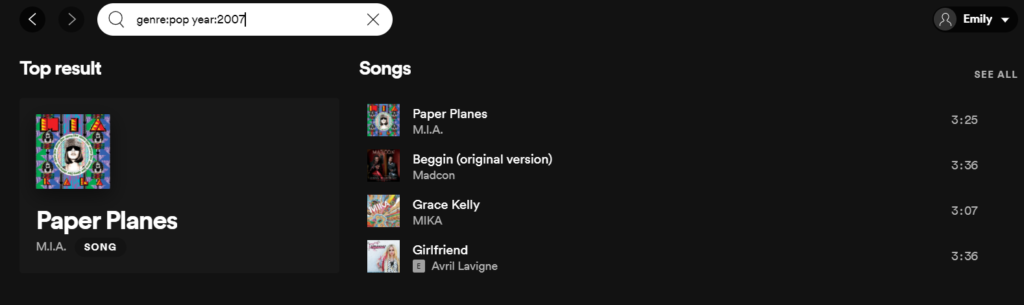 Genre and year search on Spotify