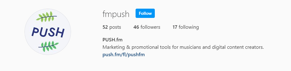 PUSH fm Instagram bio