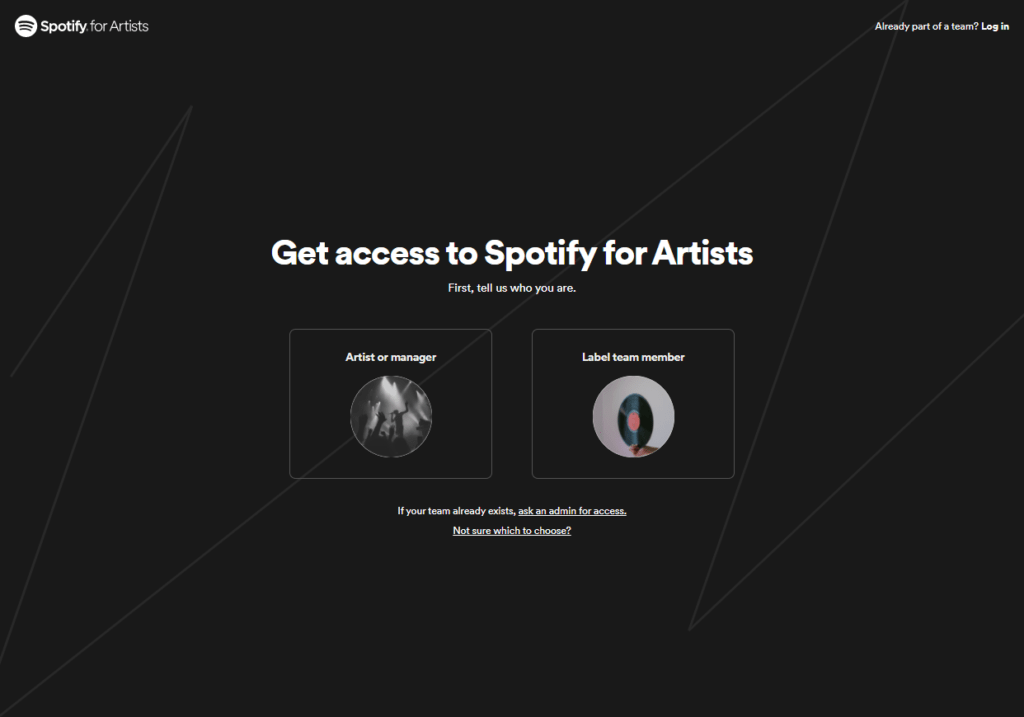 Spotify for Artists access