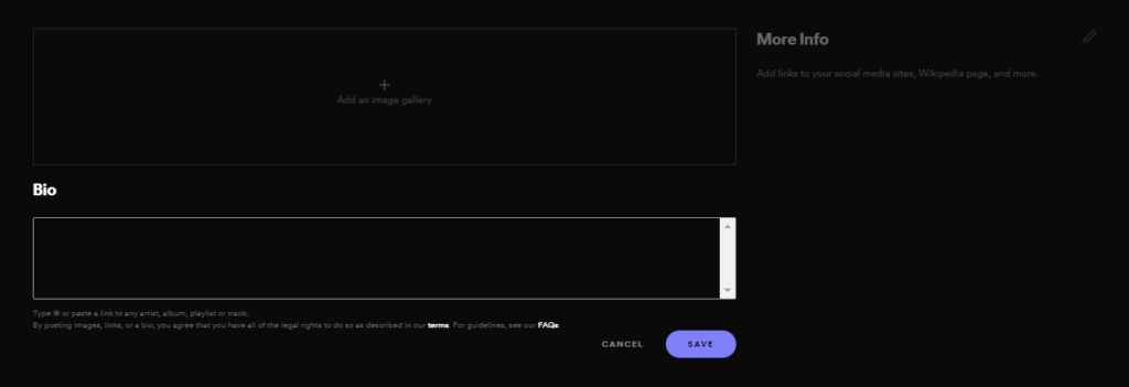Write bio on Spotify for Artists