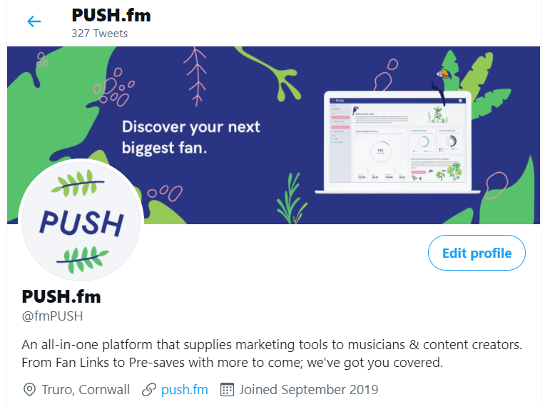 PUSH.fm Twitter profile