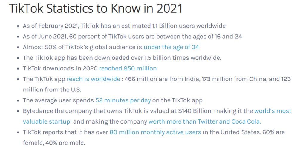 TikTok statistics