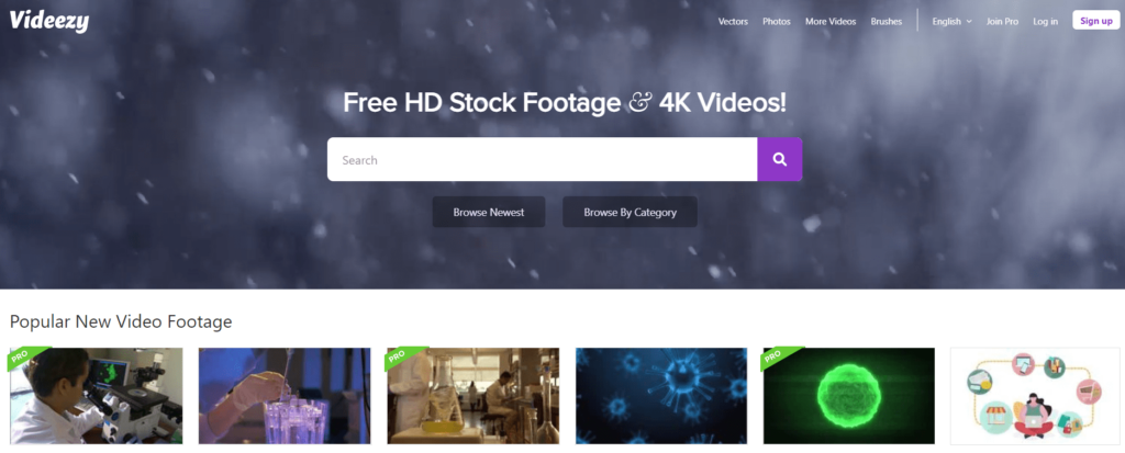 Videezy homepage