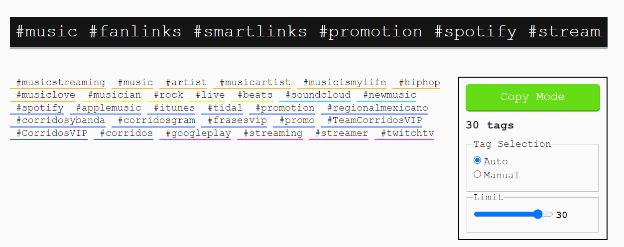Html Hashtags Display Display Purposes - a free hashtag generator for Instagram - PUSH.fm