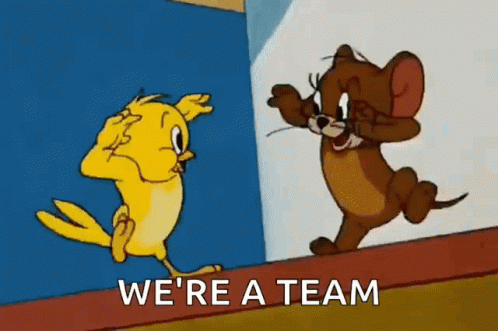 Tom and Jerry gif about teamwork