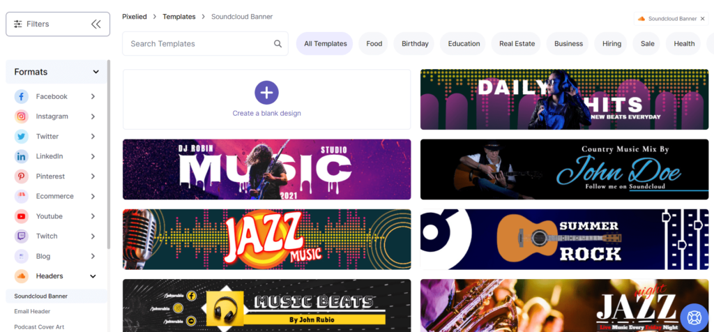 Pixelied SoundCloud banner templates