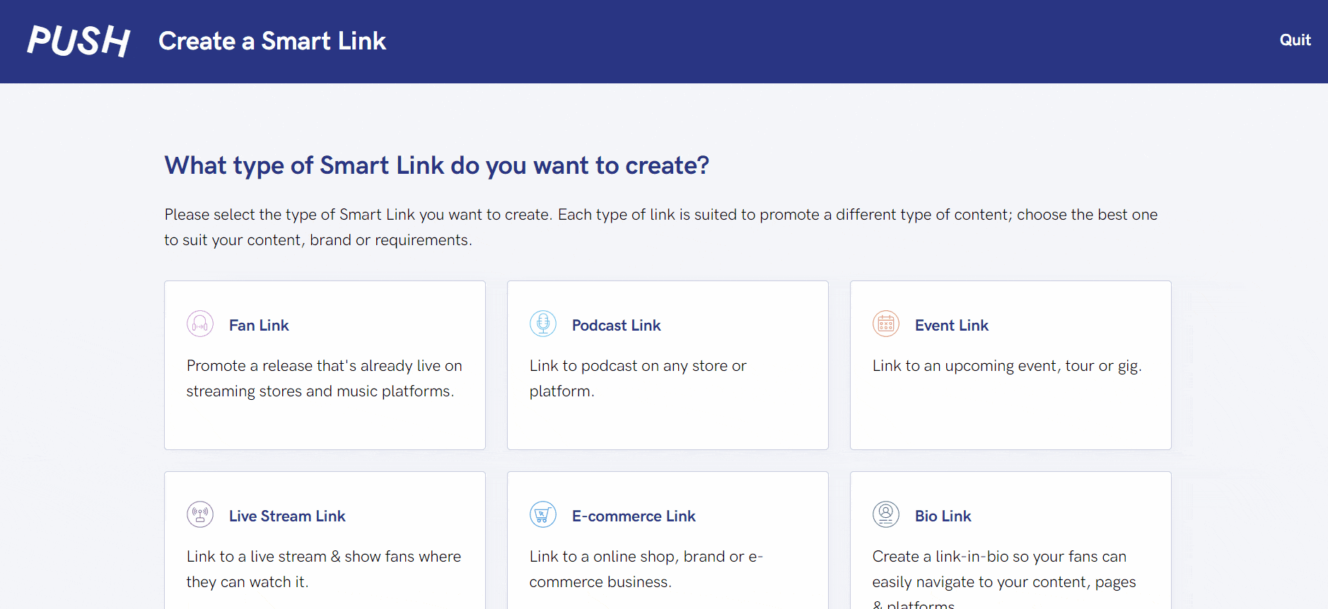 Smart Link template selection 