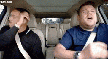 Will Smith and James Cordon carpool karaoke GIF 