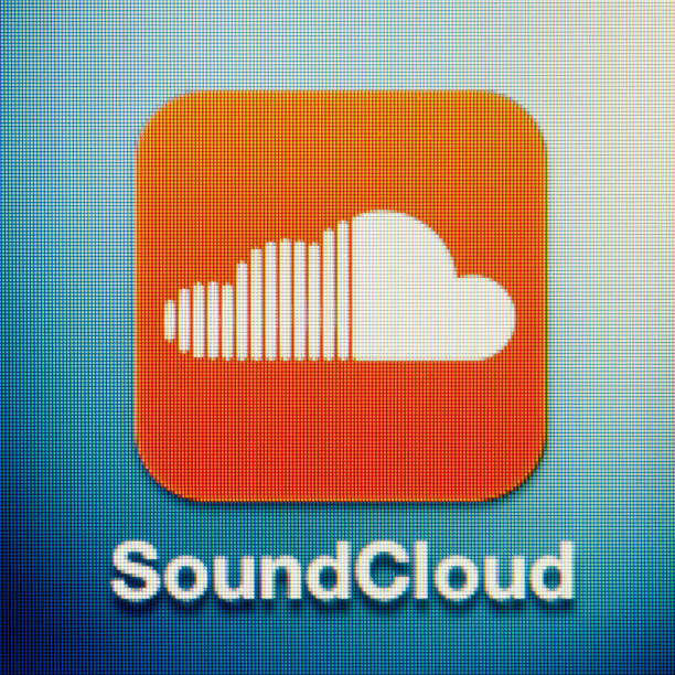 SoundCloud logo on a blue grainy background