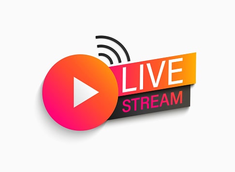 Play button with the words Live Stream