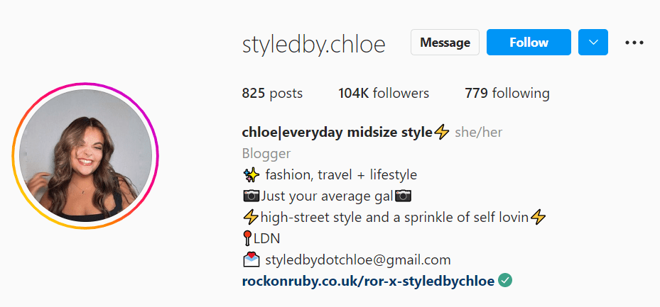 styledby.chloe Instagram bio