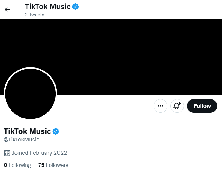 TikTok Music Twitter account