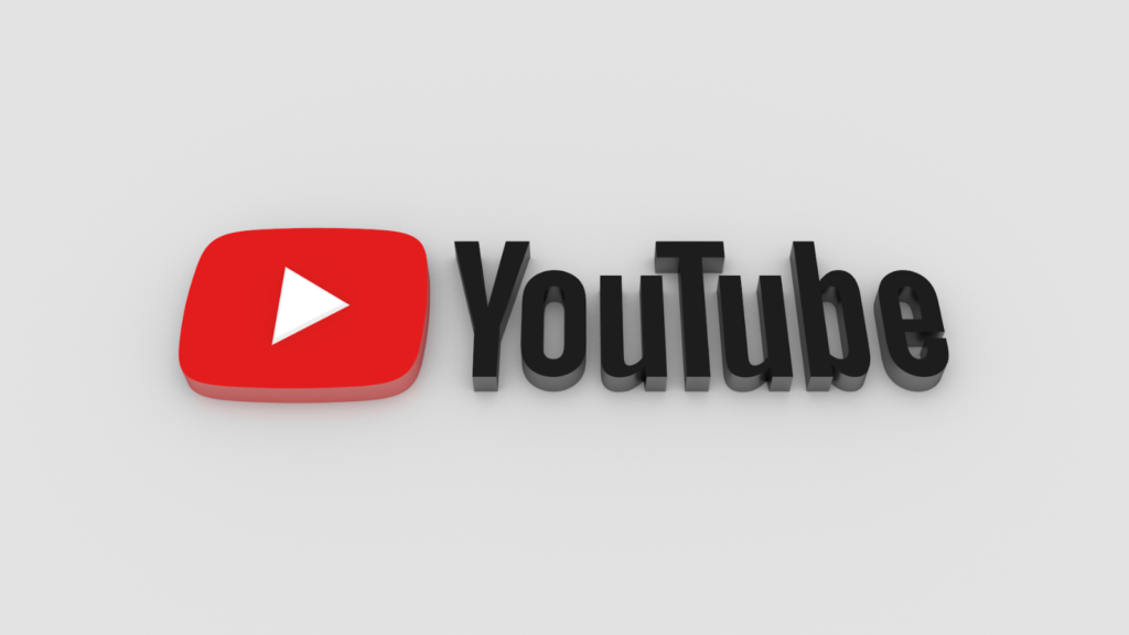 Grey background with YouTube logo and play button