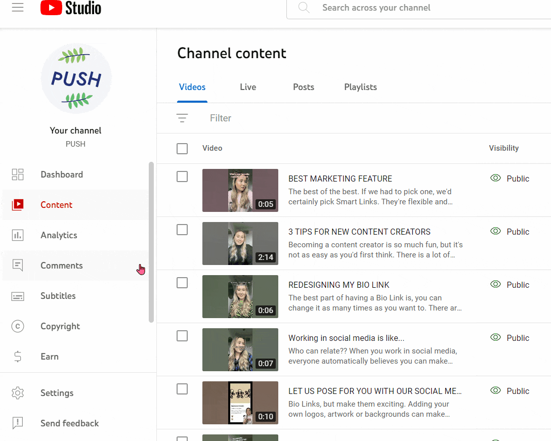 How To Manage Your Comments On Youtube Pushfm