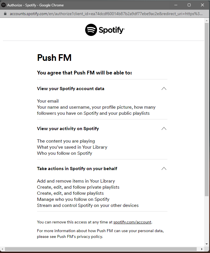 Spotify pop-up