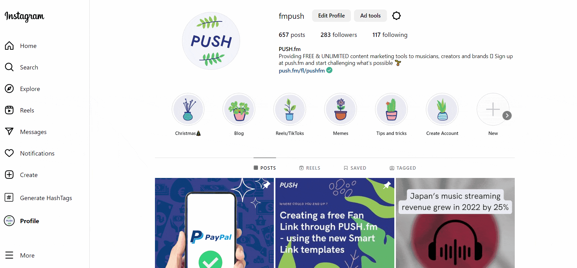 PUSH Bio Link example GIF