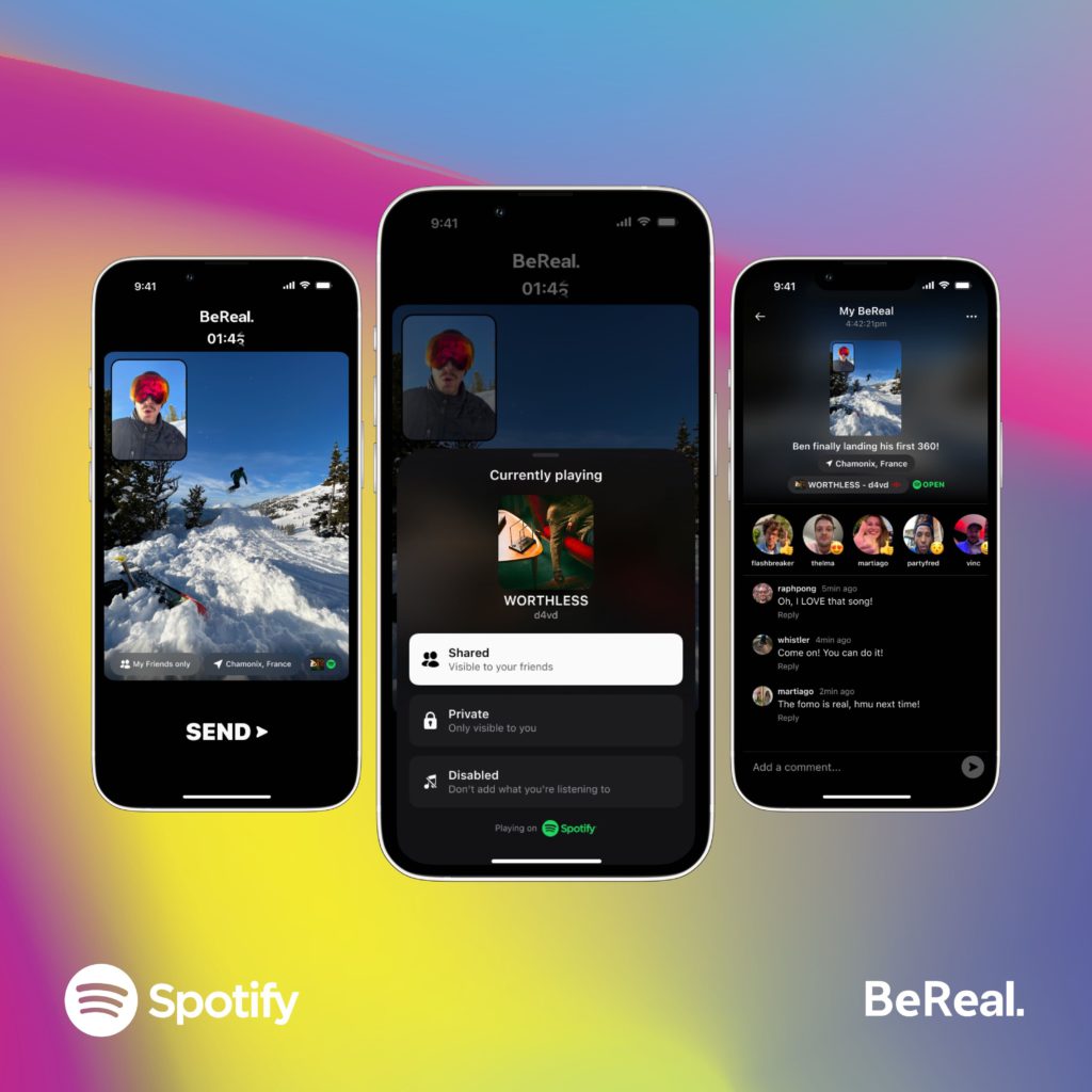 BeReal and Spotify advertisement 