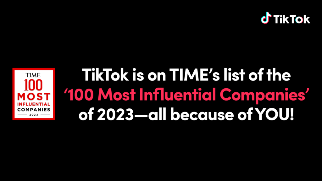 TikTok's advertising of the TIME's list