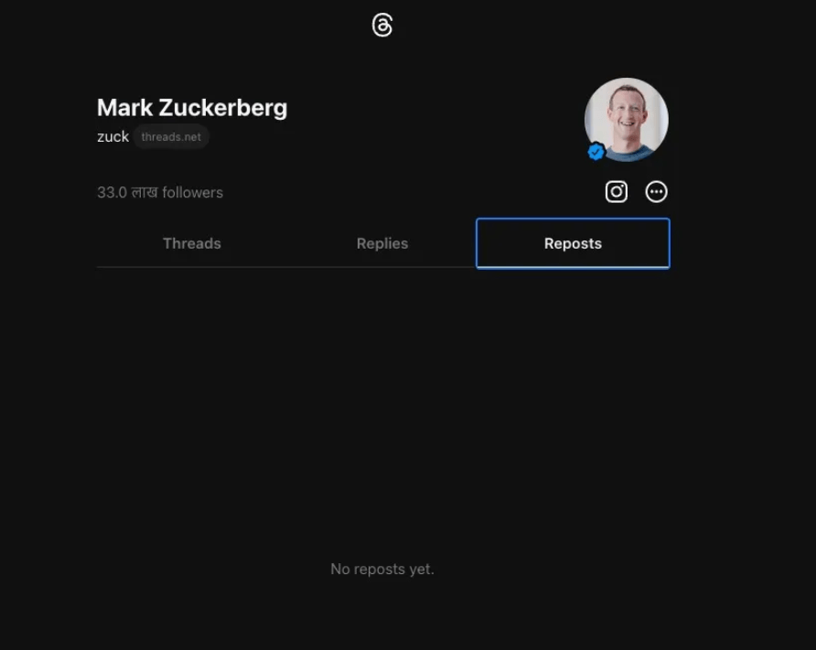 Threads Zuckerberg profile