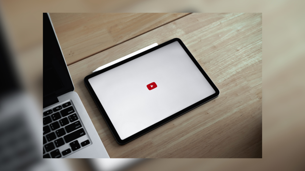 YouTube logo on a tablet.