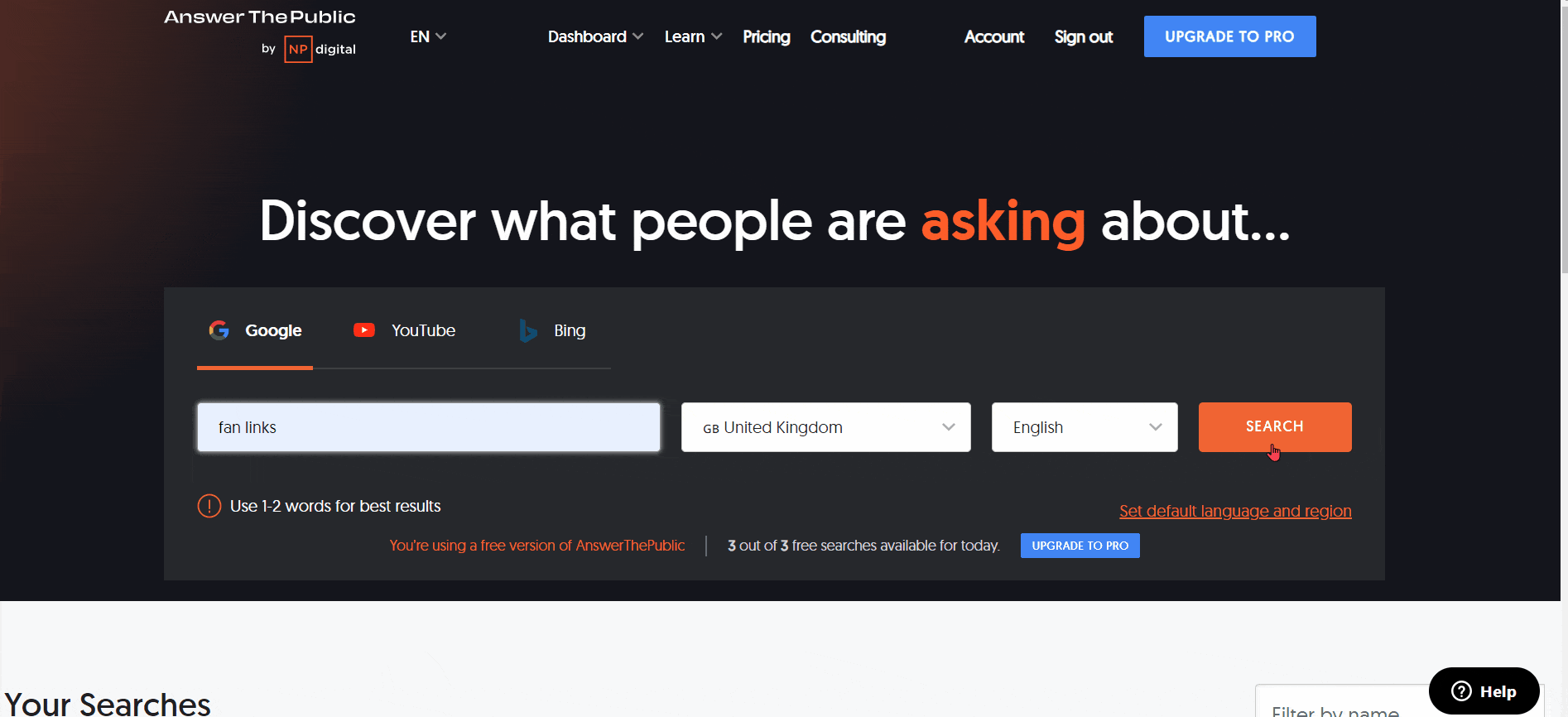 How to use AnswerThePublic for your business: a GIF of the process