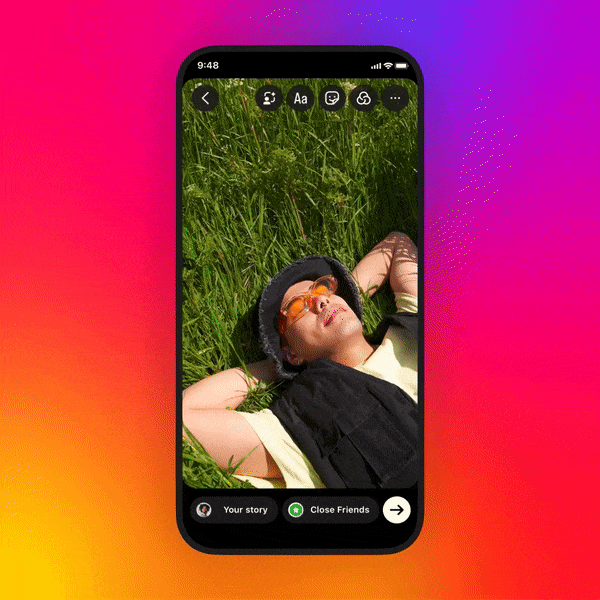 Instagram's new generative AI powered background editing tool. GIF showing the background editing option.
