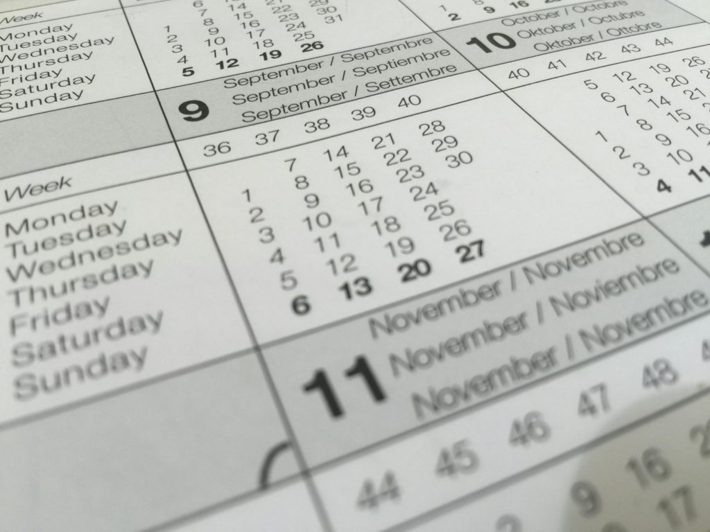 What is the best day to release new music as an artist? Photo of a calendar up close.