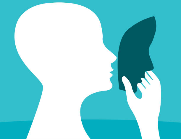 Unmasking imposter syndrome - the creative's struggle with self-doubt. Graphic of a silhouette removing a mask.