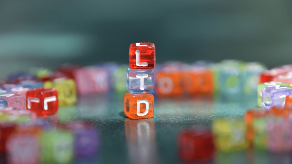 What does "Ltd" mean - a guide into limited companies. Beads with LTD stacked on top of each other.