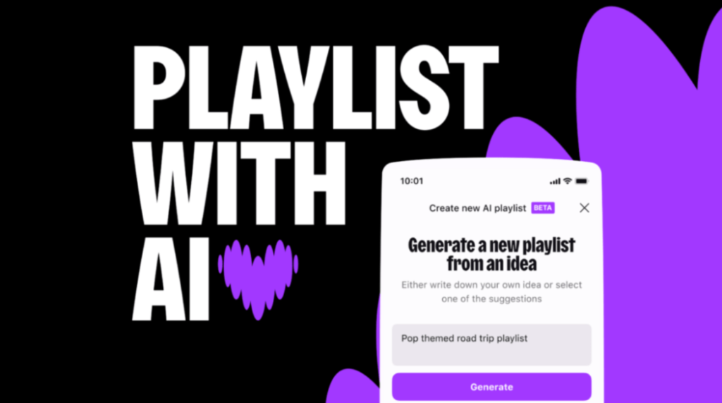 Deezer introduces AI-generated playlists for premium users. Deezer AI graphics.