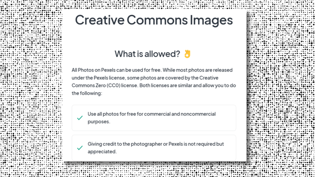 Comparing Getting Images with Pexels - which is a better free stock image website? Photo of Pexels Creative Commons licence