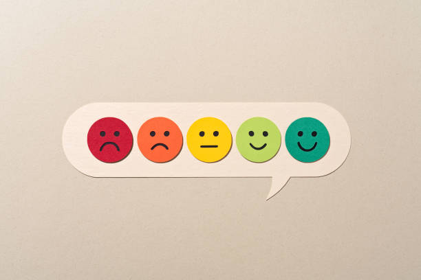 How to collect testimonials as a creative - a guide to building trust and credibility. Various faces showing different emojis on a chart to score.