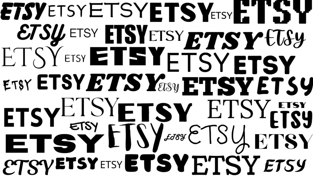 How to set up an Etsy account. Lots of the word Etsy written in different fonts.