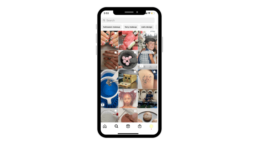 How do I get on the Instagram Explore page? Photo of the Explore page on a smartphone.