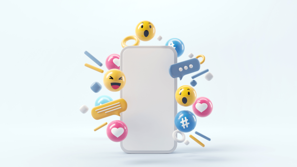Why is my engagement rate dropping? Graphic of smartphone with emojis next to it.