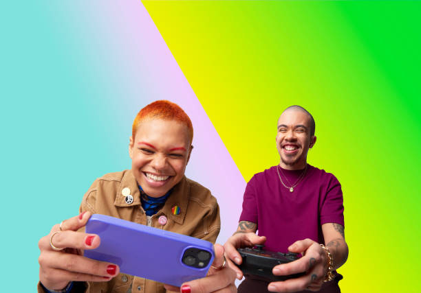 How to livestream your concert. Bright background. In the foreground are two people livestreaming.