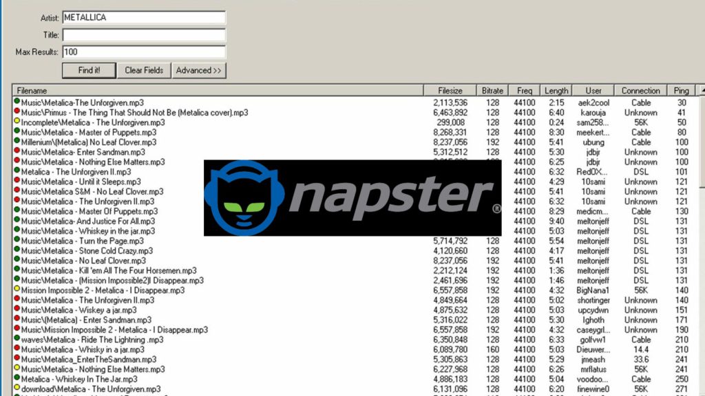 Napster and Sonos are being sued due to unpaid music royalties. What Napster used to look like.
