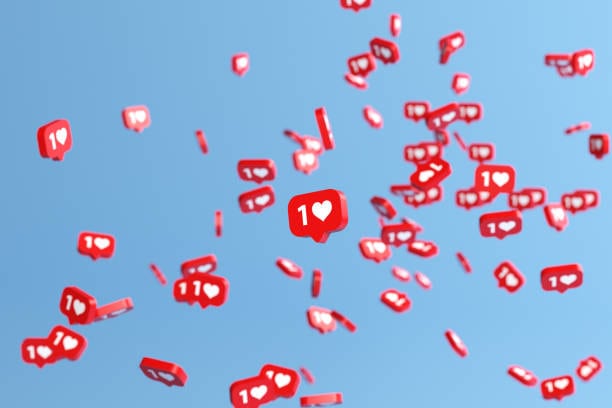 30 social media post ideas when you’re stuck for content. Blue background, lots of Instagram hearts everywhere.