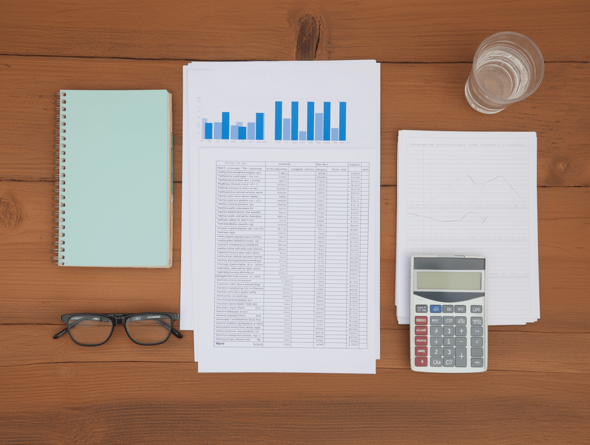 Social media KPIs: what to track and why they matter. Graphics of a notebook, calculator and other stationary items.