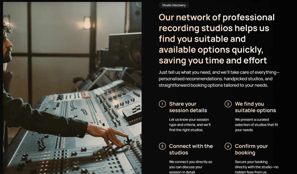 How studio sessions are evolving and what artists actually need today. Screenshot of the ProStudioTime website.