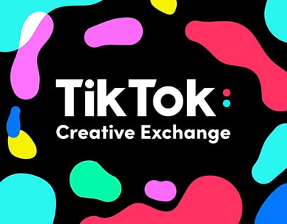 What is TikTok Creative Exchange? Black background, with multicoloured blobs, in the centre says "TikTok Creative Exchange"