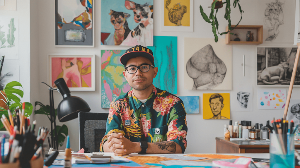 The best free tools for creators in 2025. Photo of a creator sat at their desk.