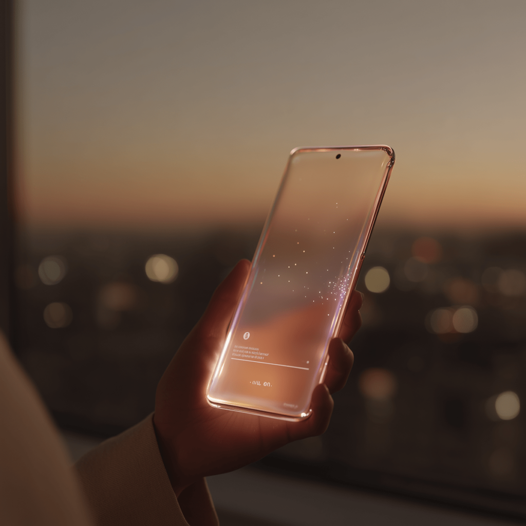 Stop scrolling! How your phone knows you’re bored. See-through phone sparkling.