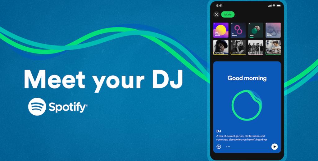 How Spotify’s AI DJ actually picks your songs. Graphic of Spotify DJ.