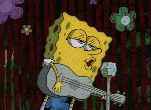 What your favourite genre says about you. GIF of Spongebob playing guitar and singing.