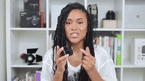 How to film yourself confidently without feeling awkward. GIF of someone talking to a camera.
