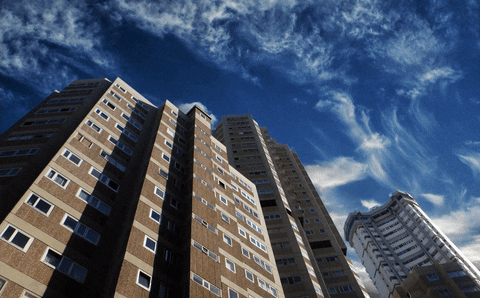 Sound and architecture: exploring the intersection of space and sound. GIF of buildings growing.